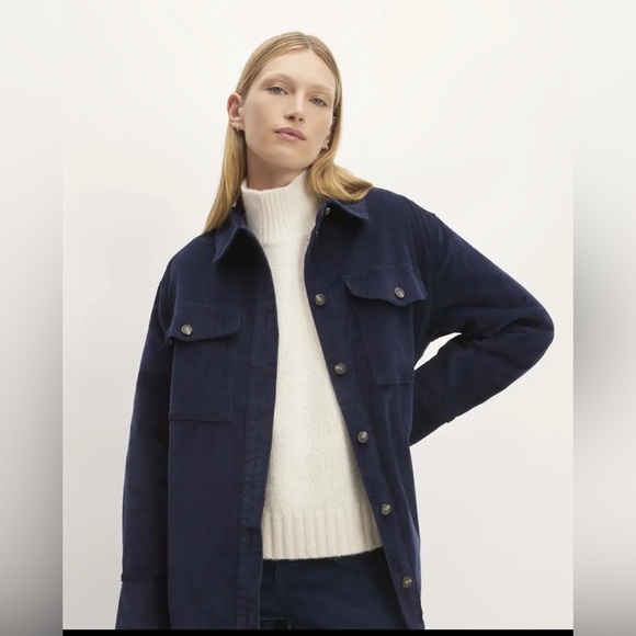 Everlane Jackets & Blazers - Everlane The Corduroy Oversized Shirt Jacket Shacket Size LG Navy Blue Casual
